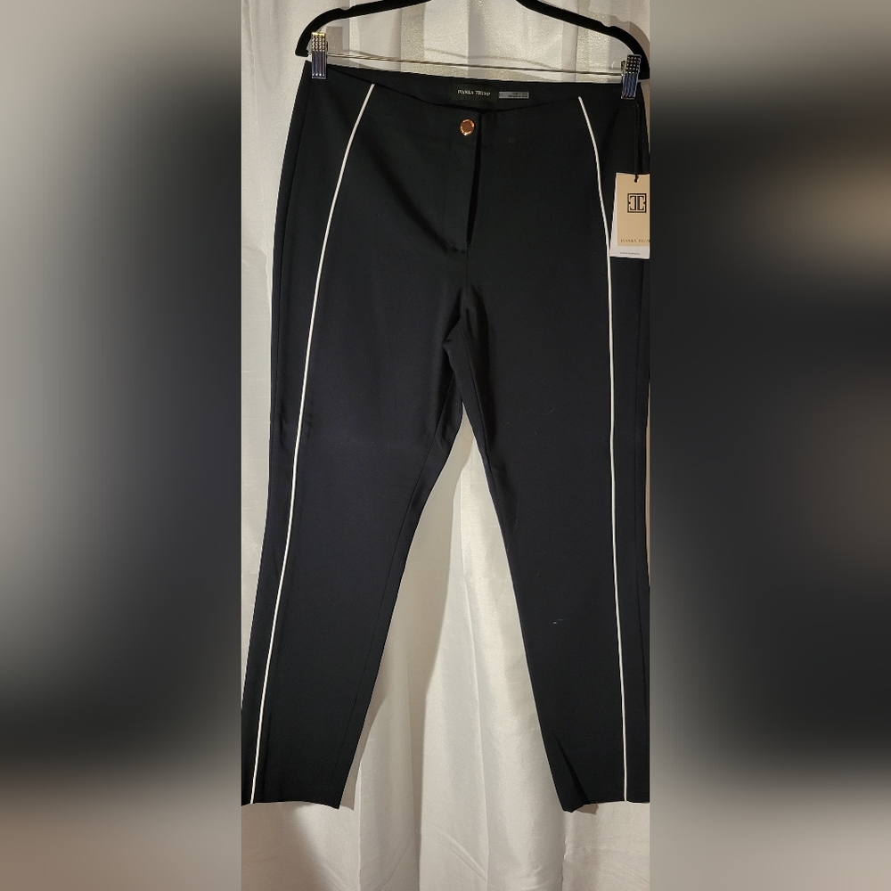 IVANKA TRUMP navy blue white stripe dress pants